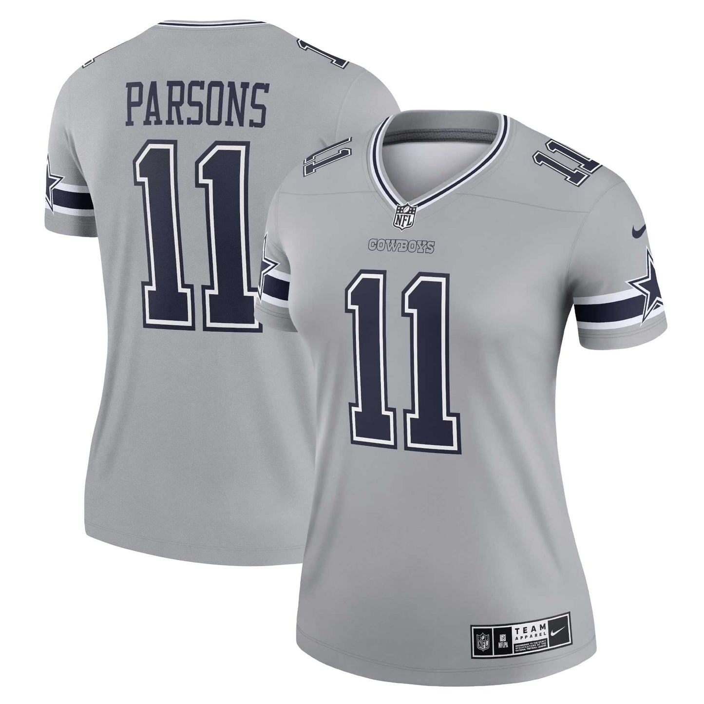 Women's Nike Micah Parsons Silver Dallas Cowboys Inverted Legend Jersey